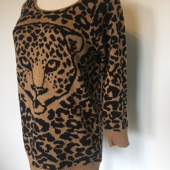 COTTON EMPORIUM Leopard Knit Cardigan Sweater S - Picture 4 of 7
